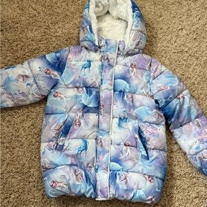 H&M Kids Frozen-Themed Puffer Jacket - Blue and White